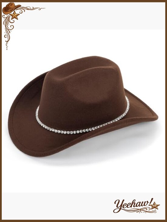 Sparkly Rhinestone Western Cowgirl Hat Medium/Large Felt Rodeo Party main image 3